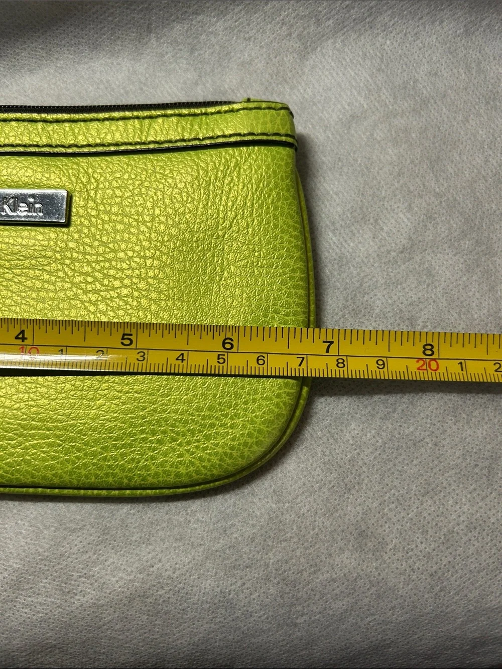 Calvin Klein Neon Green Leather Wristlet Clutch